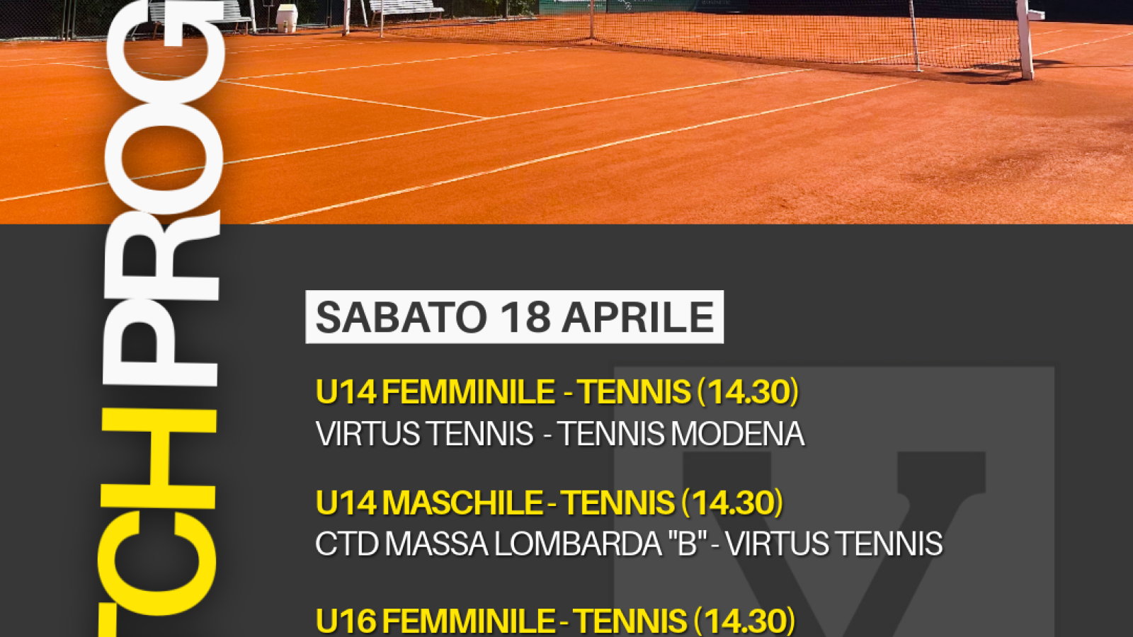 Match Program del weekend – 18 e 19 aprile 2026